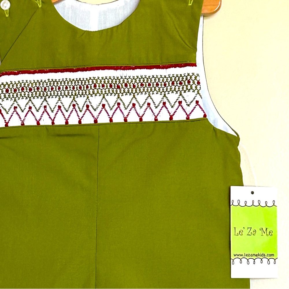 12M NWT Le’ZaMe Smocked Coverall - Picture 3 of 6